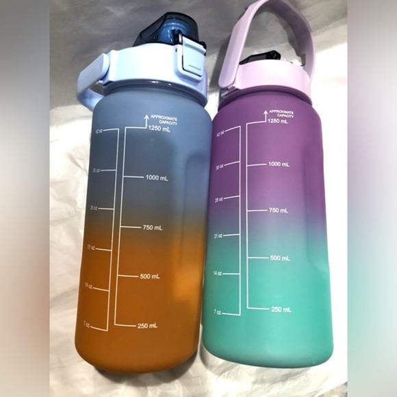 Green purple ombre motivational words time to drink reusable sports water bottle - Picture 2 of 11